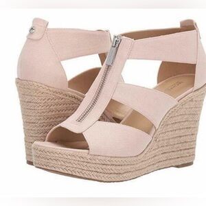 Michael Kors Damita Canvas Espadrilles Wedge Sandals Size 9.